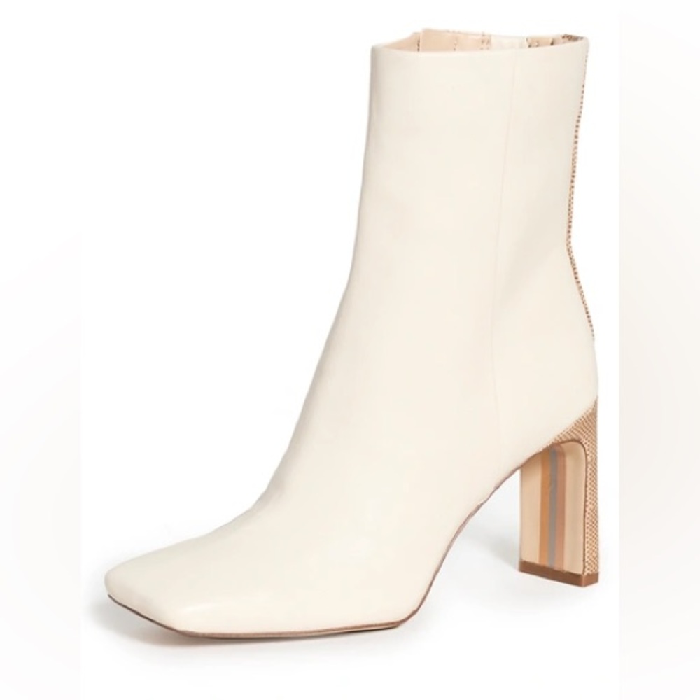 Sam Edelman Anika ivory heel boot with crocodile heel detail